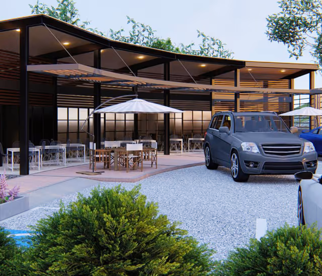 Render de locales comerciales de Villa Fontana
