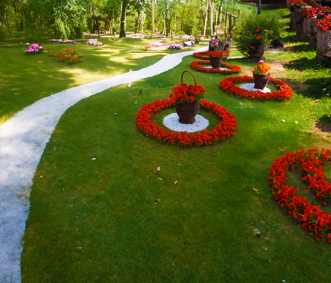 Imagen de referencia de jardines de la urbanización Villa Fontana
